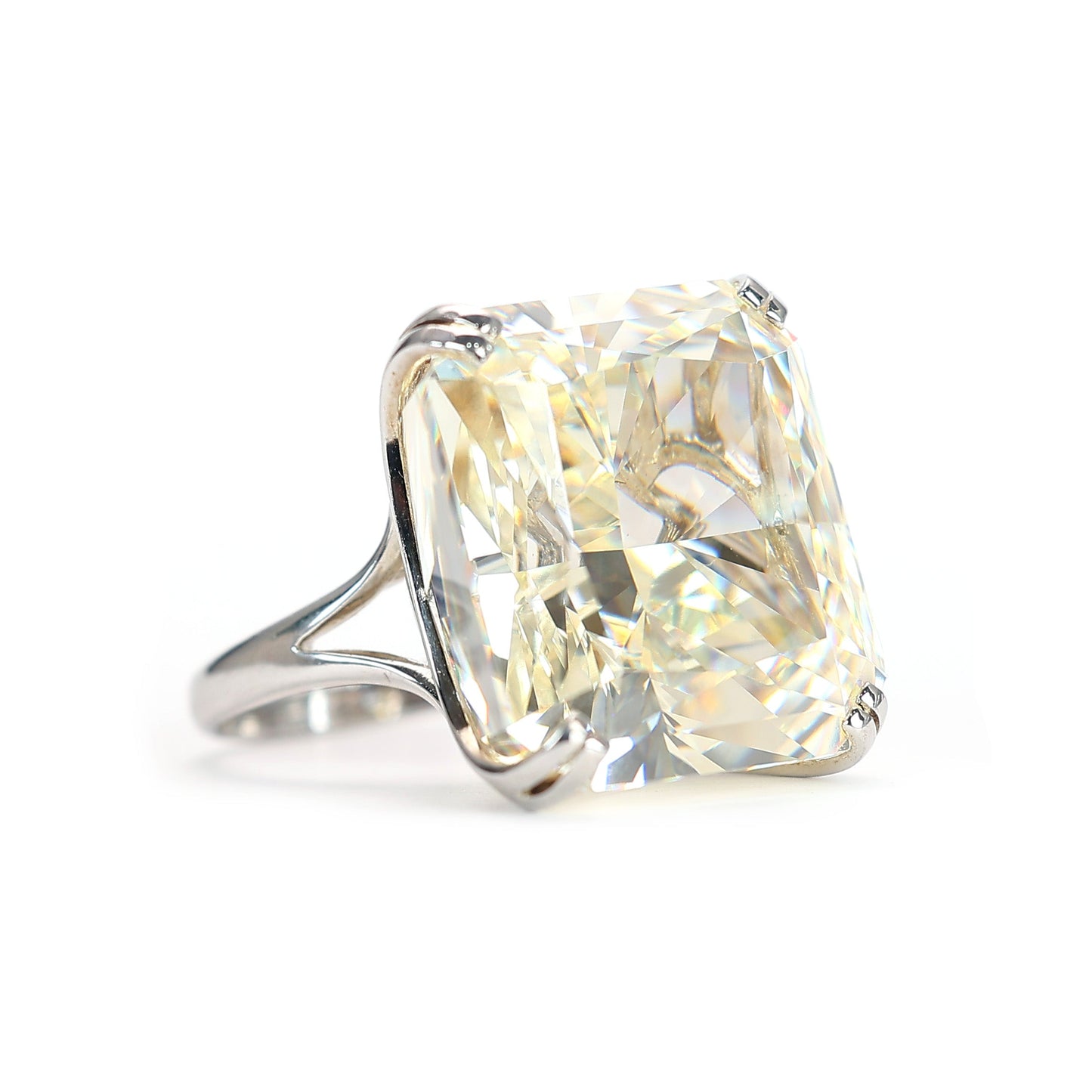 Micro-setting G color Lab created stones Love of Rock ring, sterling silver. (100 carat)