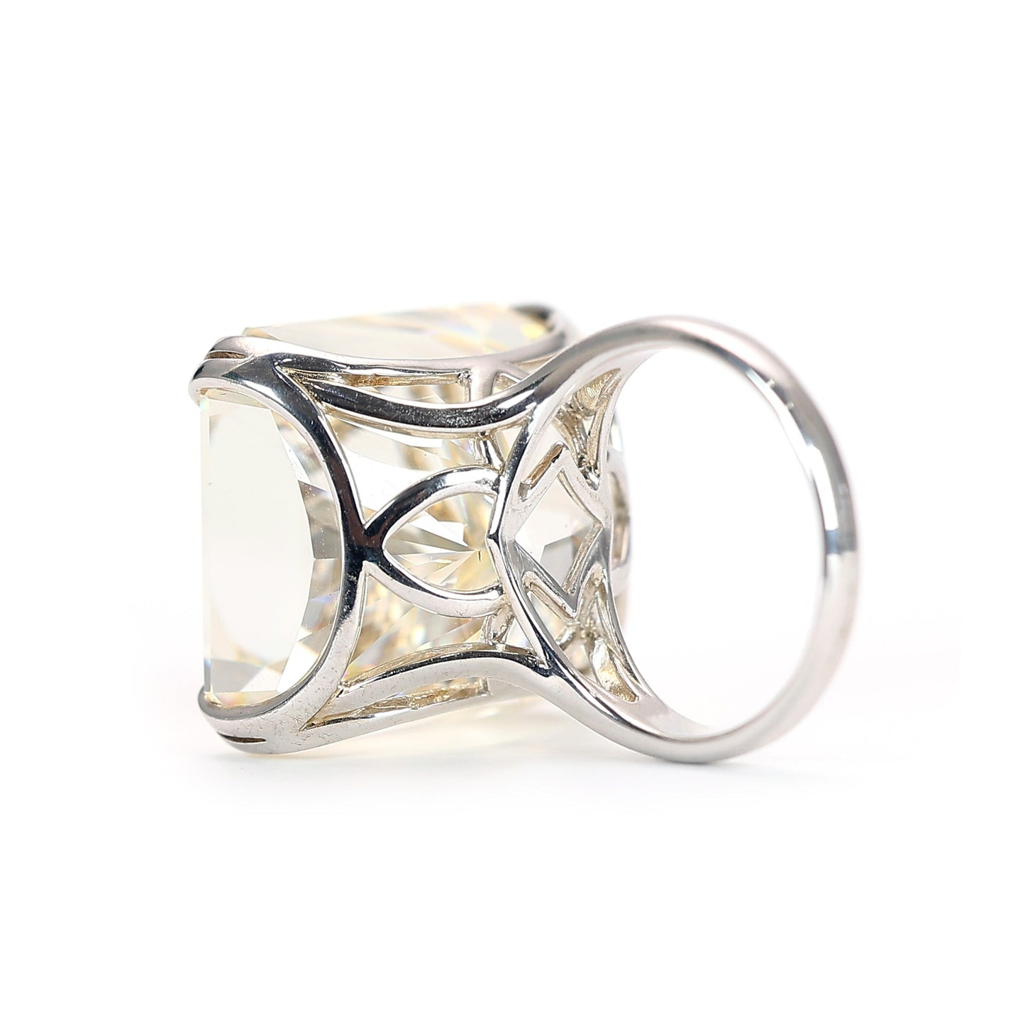 Micro-setting G color Lab created stones Love of Rock ring, sterling silver. (100 carat)
