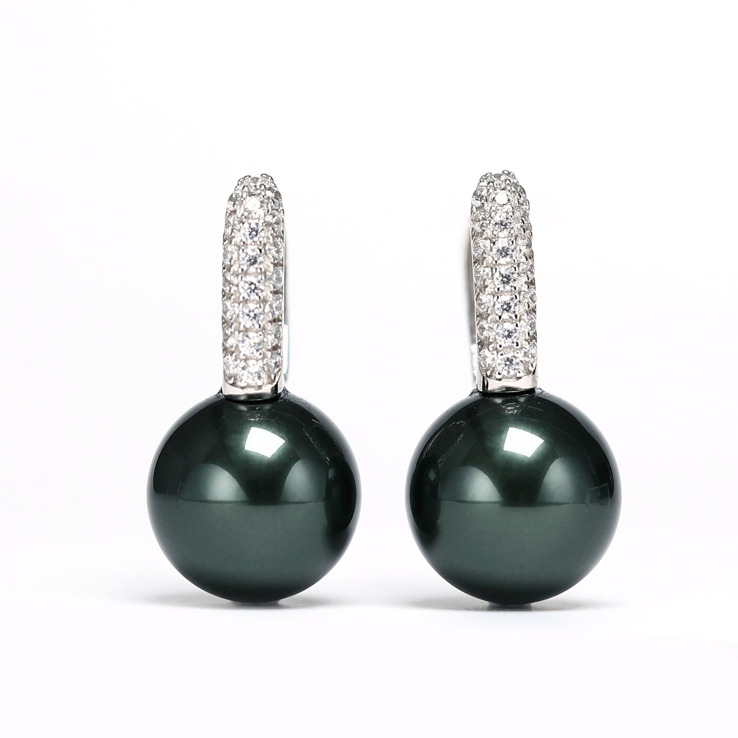 Special offer Micro setting blackish green Shell pearl Ear clip,sterling silver