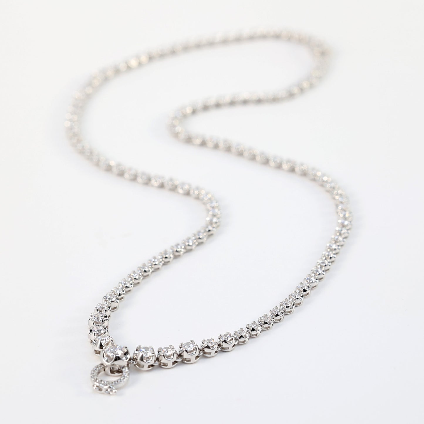 #2041 Micro-setting lab created stones tennis Bubble chain multi-purpose necklace, sterling silver