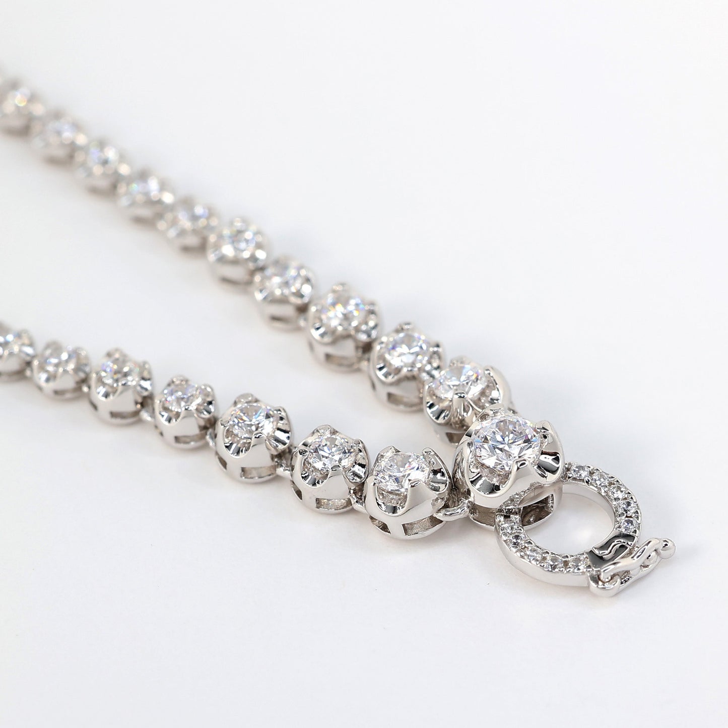 #2041 Micro-setting lab created stones tennis Bubble chain multi-purpose necklace, sterling silver