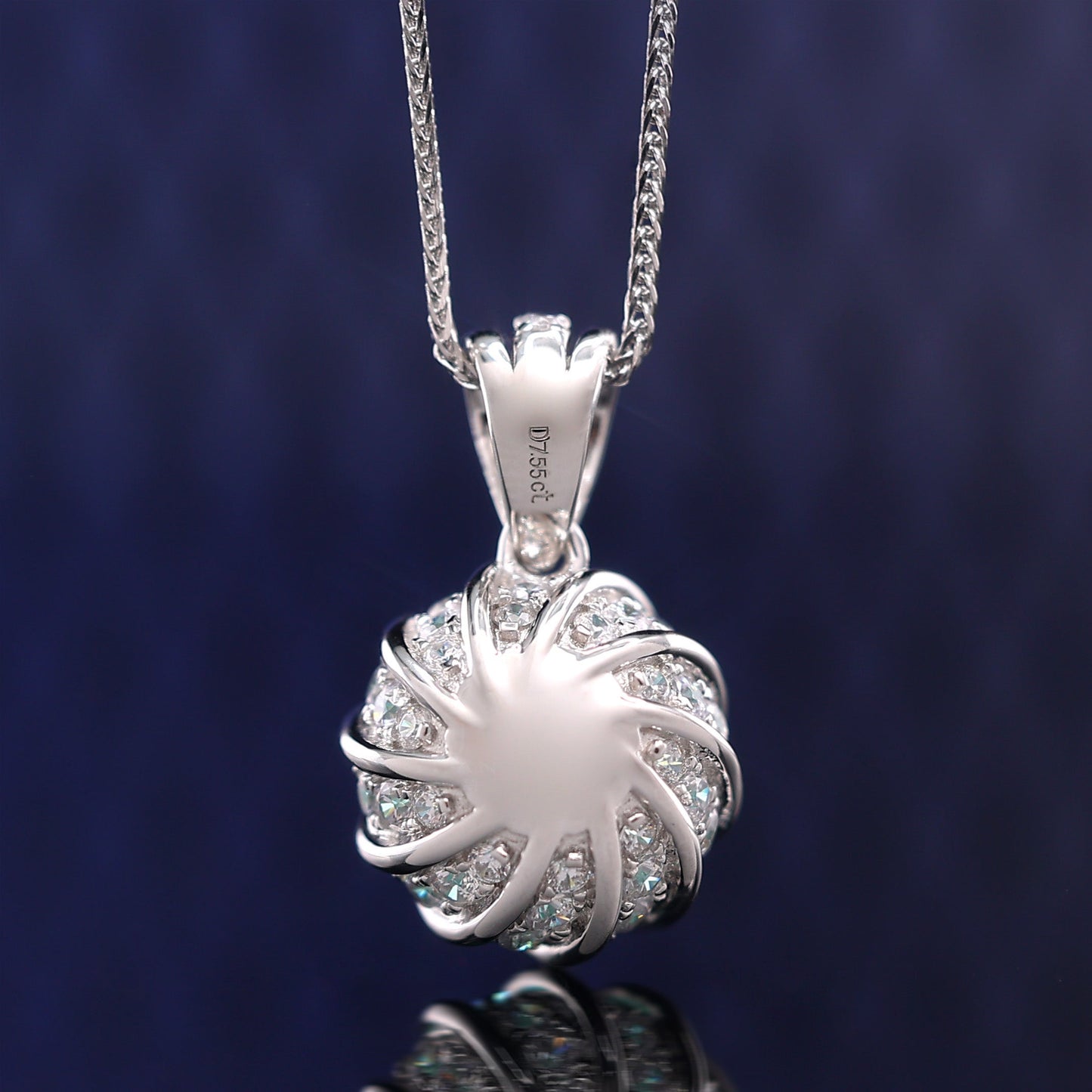 Micro-setting Paraiba color Lab created stones luxurious inlaid Lotus necklace,sterling silver