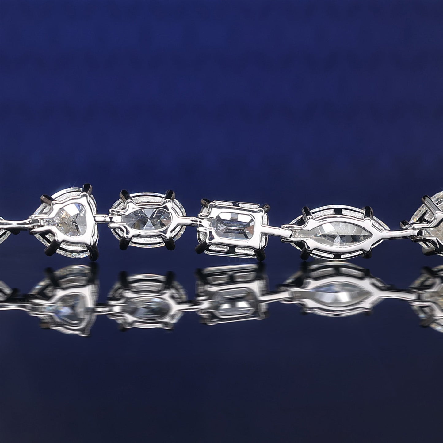 Micro-setting pigeone egg, heart shape and emerald cutting Lab created stones fully studded fancy bracelet