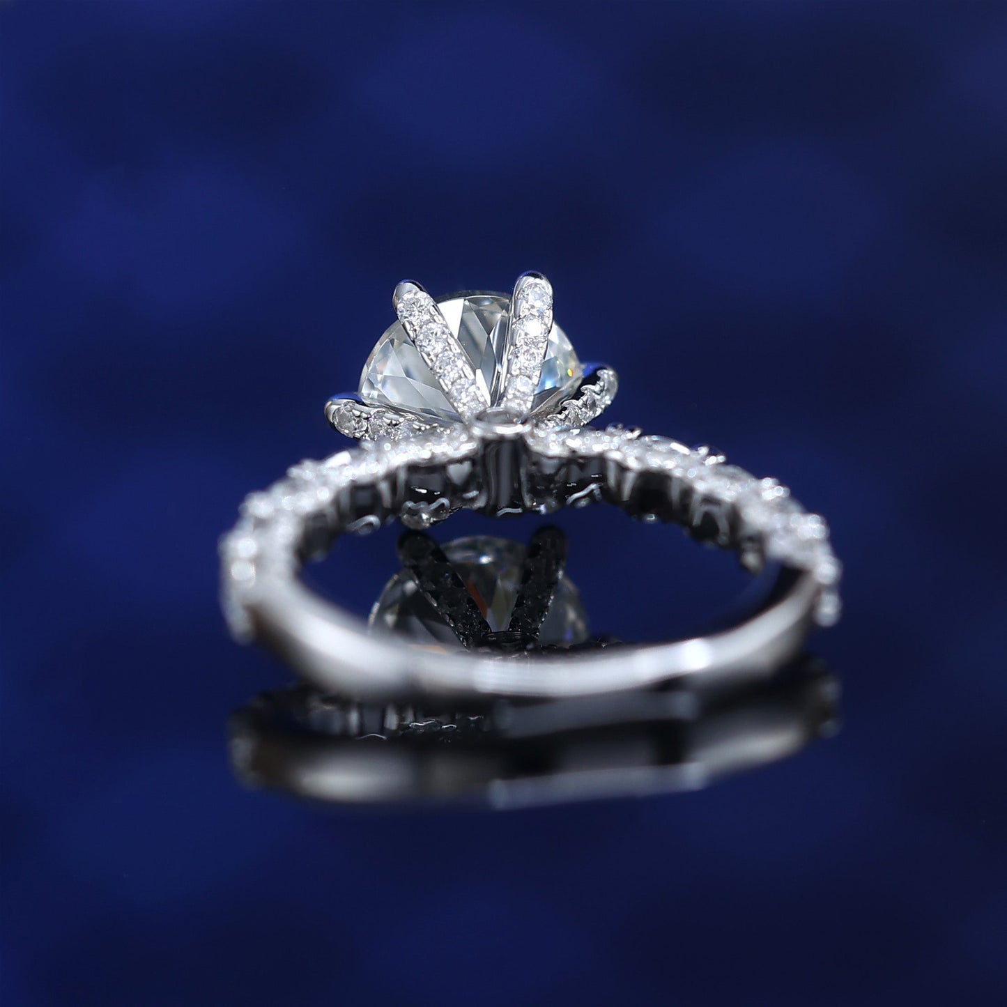 #1072 Micro-setting Round firework-cut Lab created stones ring, sterling silver.(3 carat)