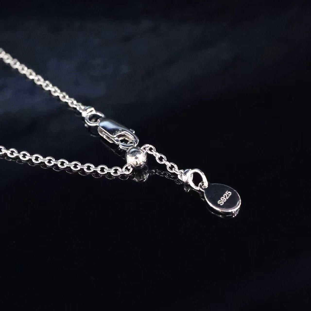 Micro-setting fully studded lab created stones artistic necklace, sterling silver.