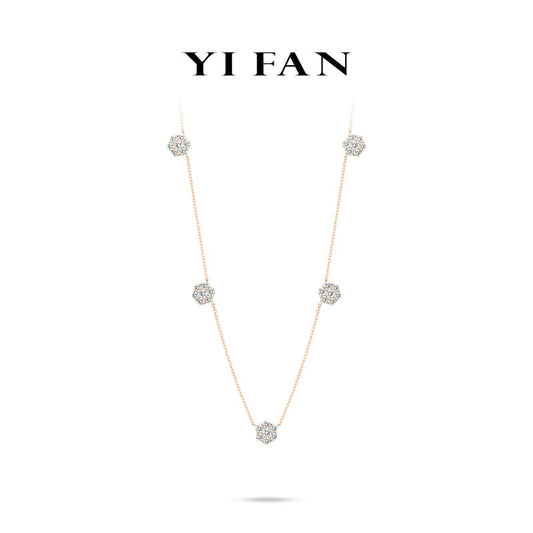 #21277 Ethereal Sparkle Collection: Modern "Fleurette” exquisite rose-golden Necklace #05018
