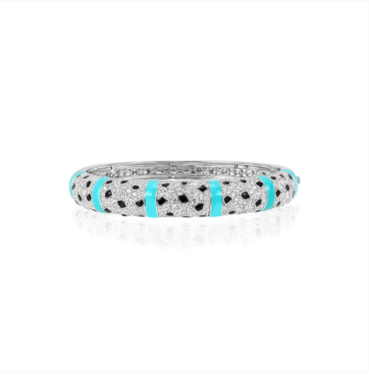 Blue and Black enamel Leopard Pattern Personality Bangle