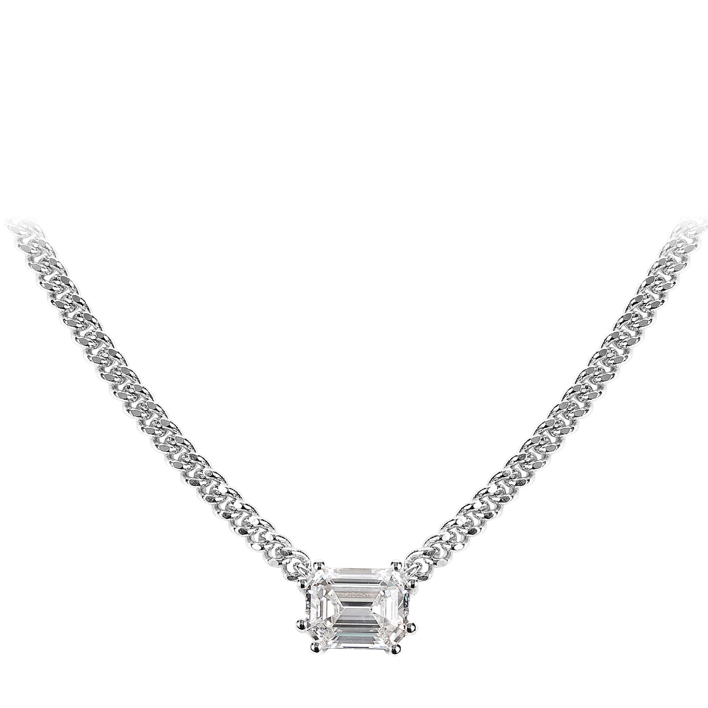 Lab Created Gemstones Emerald Cut Necklace D Color