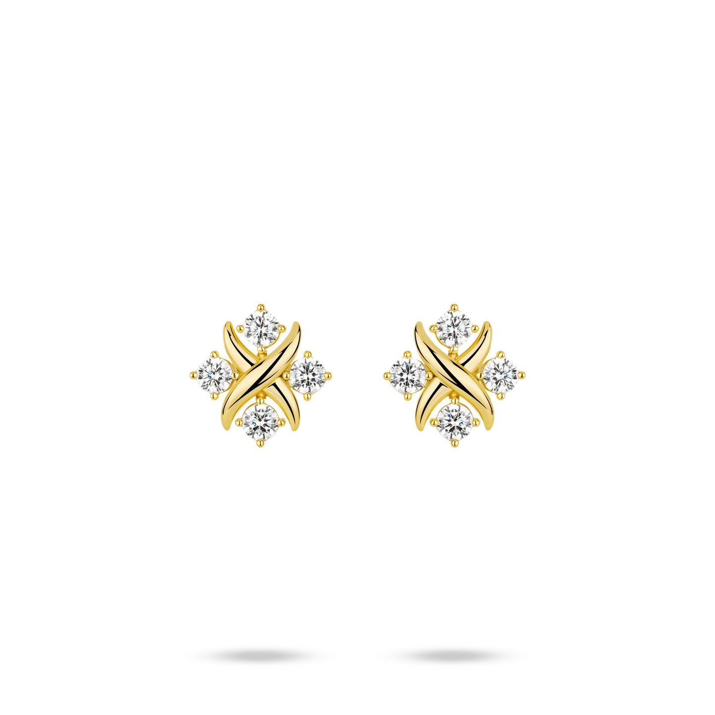 #30470 Newbie's Gift Eco Diamonds  4-Round Stones Exquisite Golden Earring
