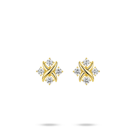 #30470 Newbie's Gift Eco Diamonds  4-Round Stones Exquisite Golden Earring