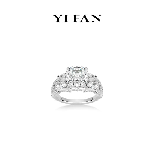 #1399 Wedding collection: Modern Millennium-cut detailed wide band Ring #03098