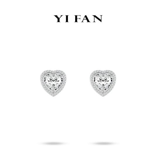#30114 Eco Diamond Wedding collection: Modern Brilliant "Double-circle heart-shaped" delicate Earrings