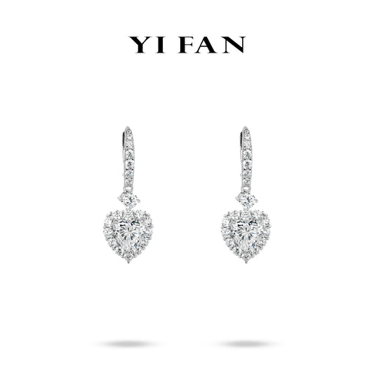 #30156 Pure Radiance Collection: Modern "lcy Shining Love Heart" exquisite unique Earrings (big carat)