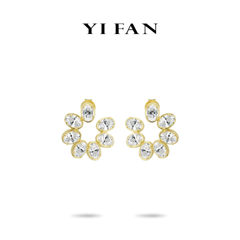 #30335 Pure Radiance Collection: Modern "A cherished wish" Oval-cut exquisite golden Earrings