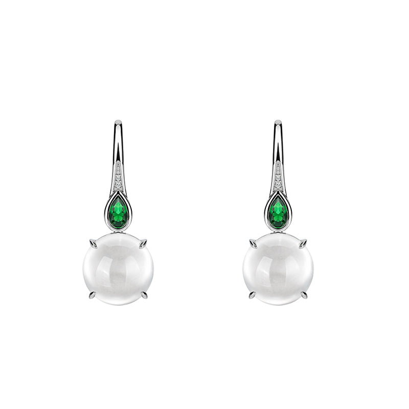 Lab Created Gemstones White Jade Earrings 925 sterling silver