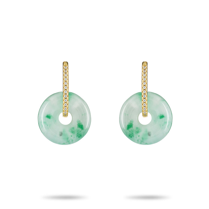 Pre-order: Green Jade Safety Buckle "Ping AnKou" Modern Earrings