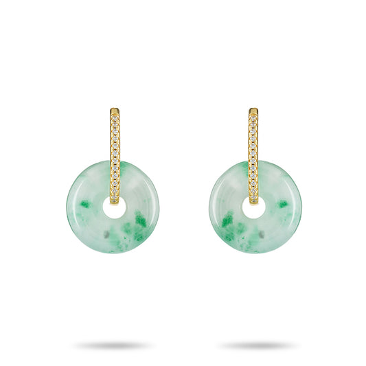 Pre-order: Green Jade Safety Buckle "Ping AnKou" Modern Earrings