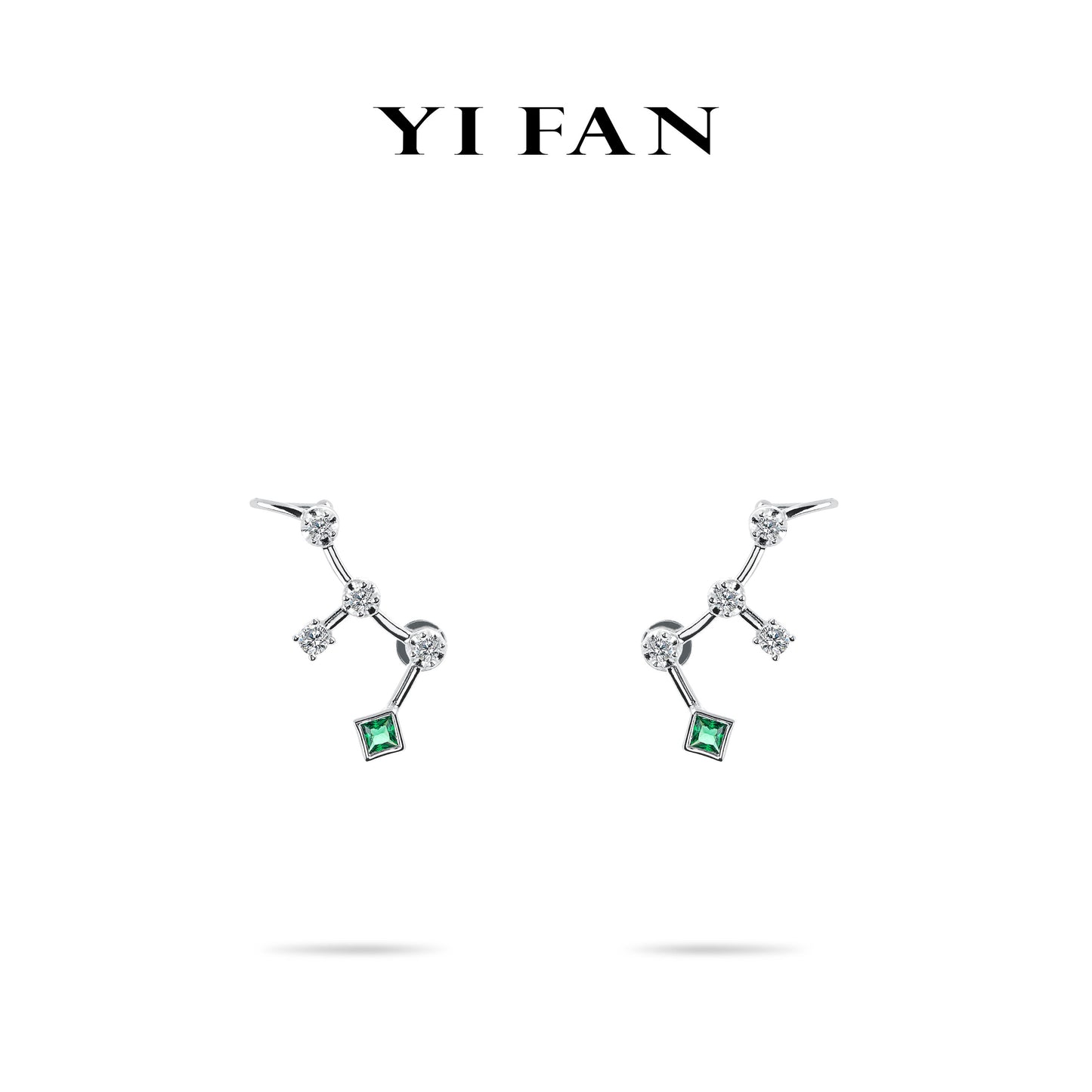 Minimalist collection: Modern "Green stars"earrings with cuff