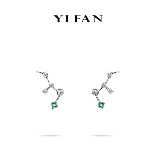 Minimalist collection: Modern "Green stars"earrings with cuff