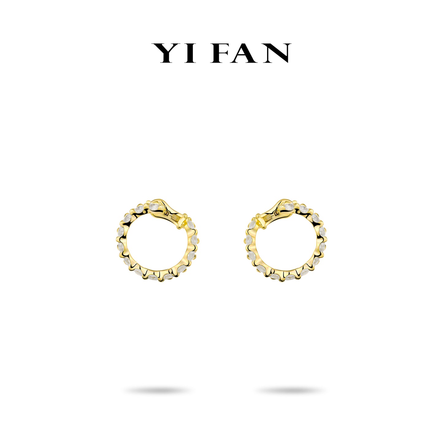 Golden time collection:Modern"Oval by Oval" Matching Unique Hoop Earrings