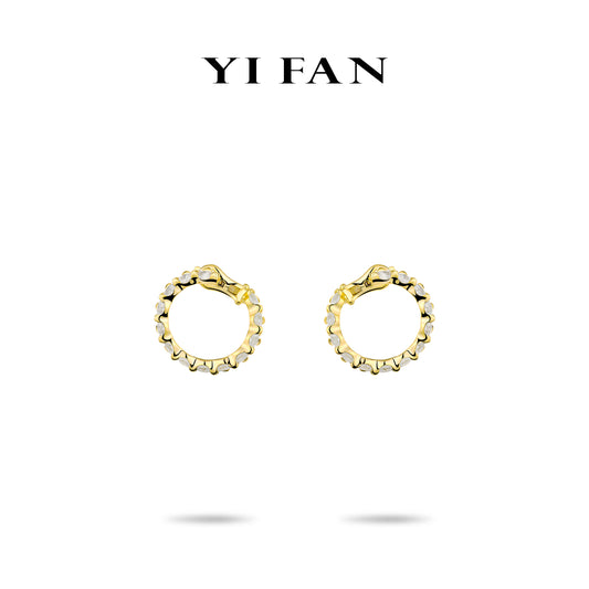 Golden time collection:Modern"Oval by Oval" Matching Unique Hoop Earrings