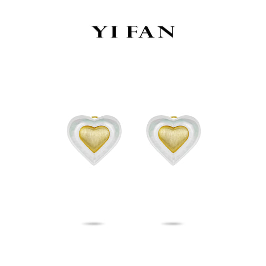 Golden time collection: Modern Fritillaria Heart Earrings