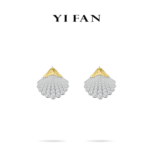 High Jewelry Collection: Modern "Shining Gloden Shell” detailed Earrings