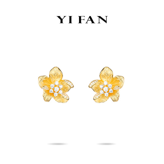 Golden time collection:Modern Summer Time large size floral design Earrings