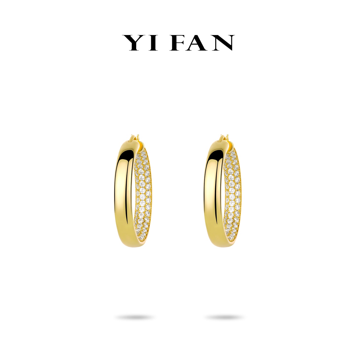 Minimalist collection: Brilliant "Golden big inlay" delicate hoop earrings