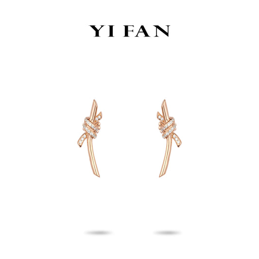 Rose-gold Fever collection: Modern "Thorn Smile" delicate Earrings