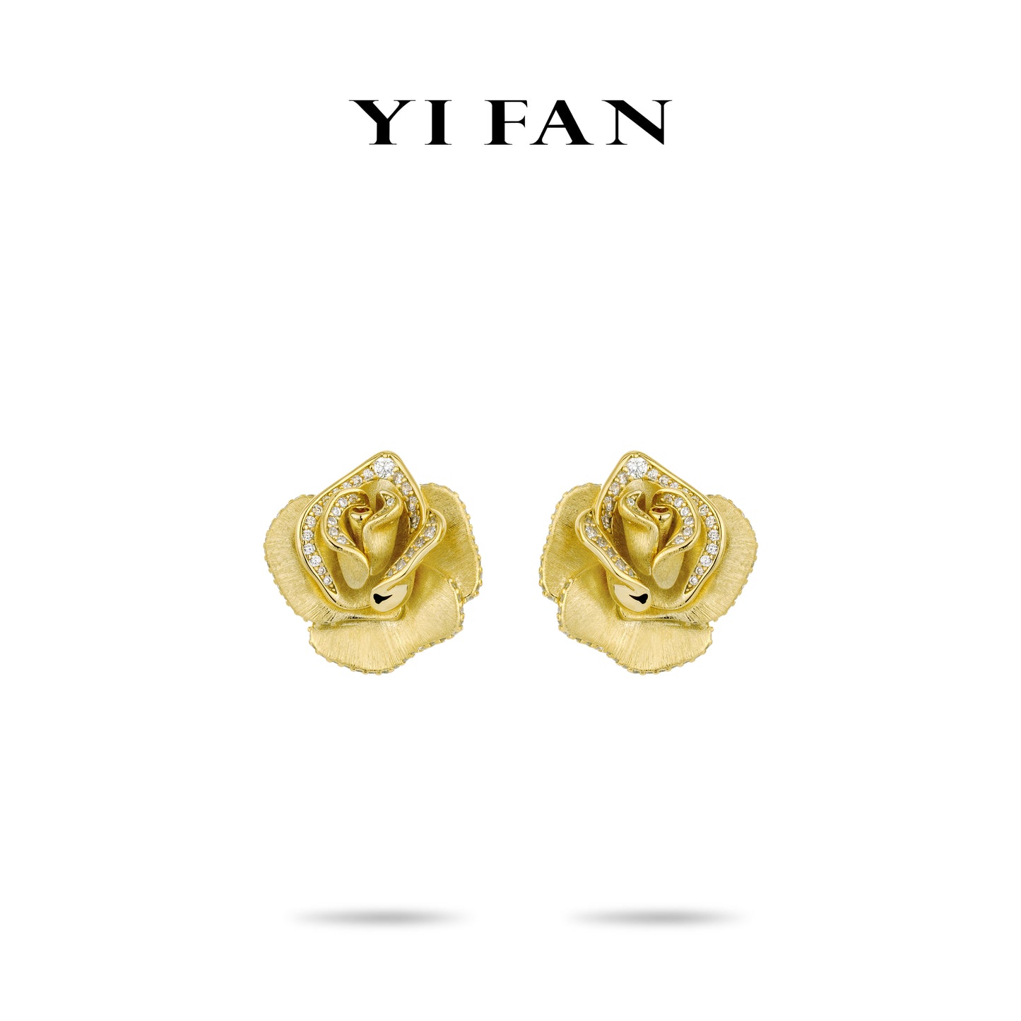 Golden time collection: Modern "3D Twilight Rose" detailed Earrings