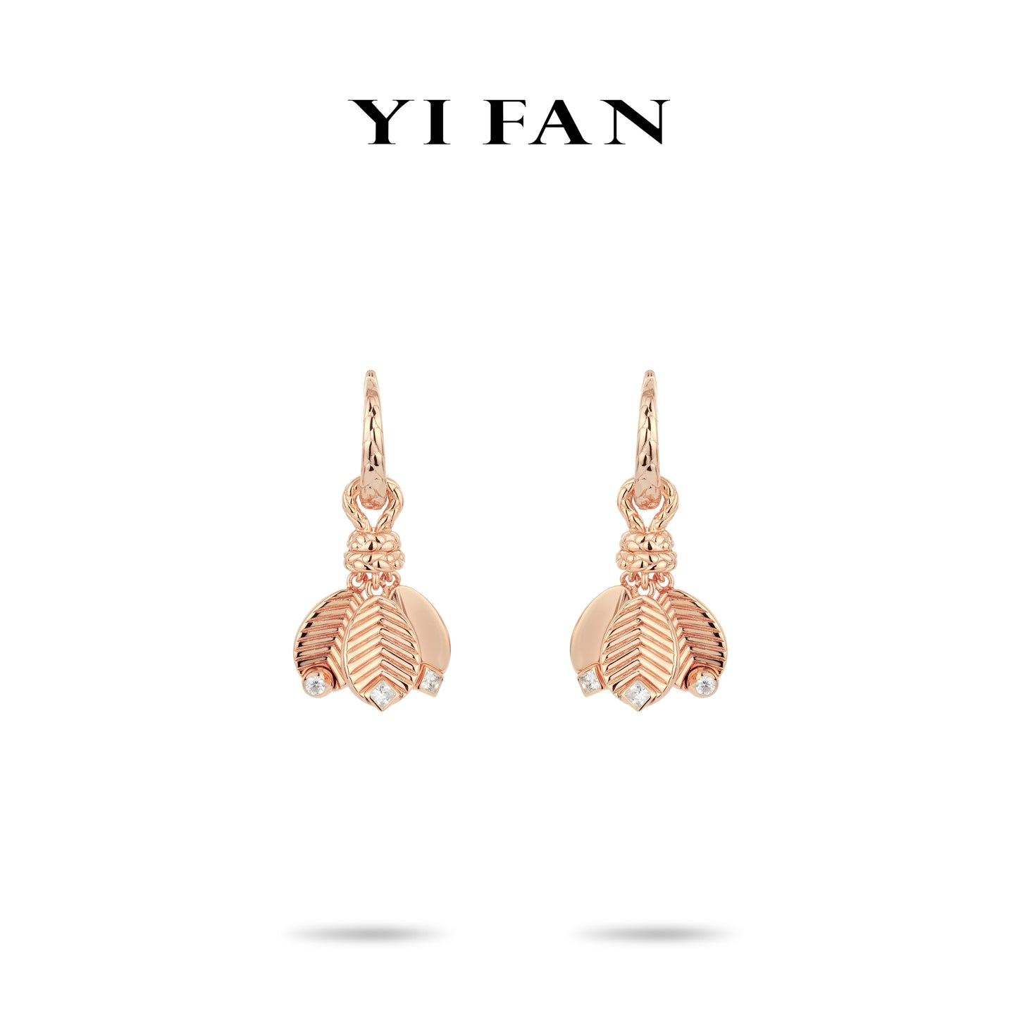 Rose-gold fever collection: Carved pattern "Rose Petals Dangle" CNC delicate Earrings