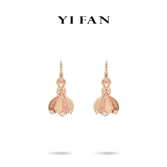 Rose-gold fever collection: Carved pattern "Rose Petals Dangle" CNC delicate Earrings