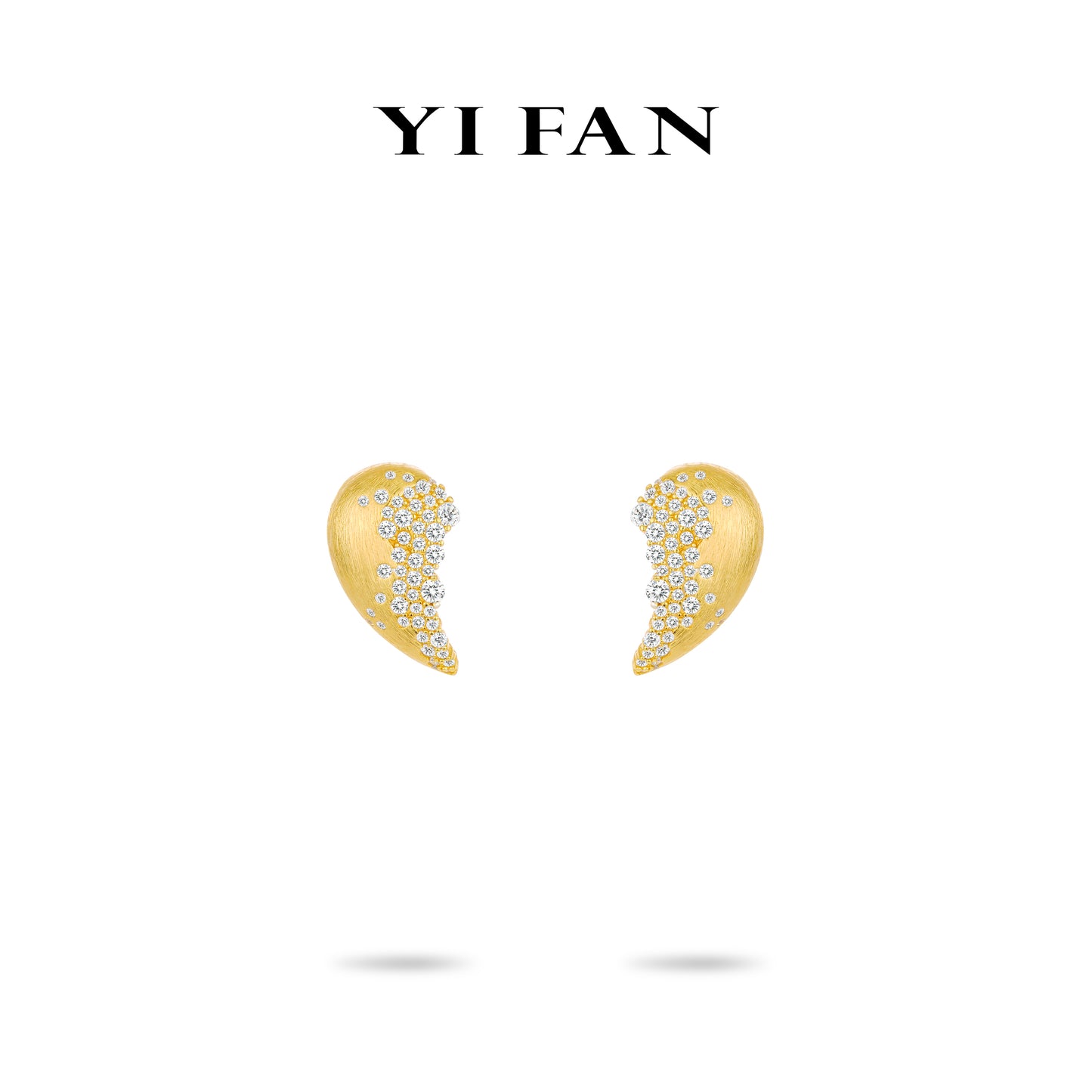 Limited Golden time collection: Modern"Golden Brushed Shimmering Crescent" detailed Earrings