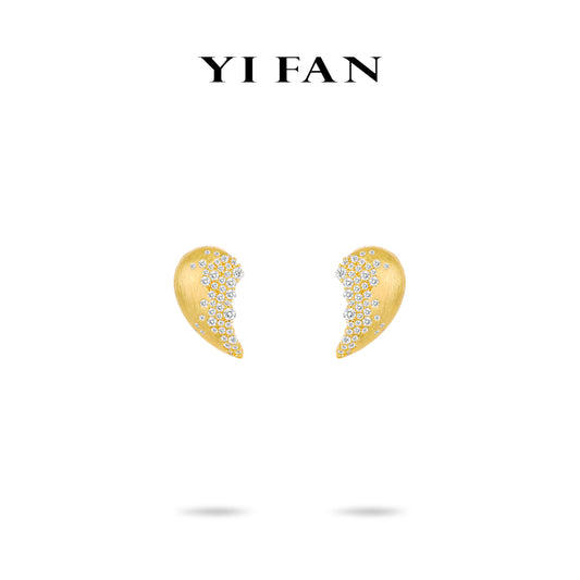 Limited Golden time collection: Modern"Golden Brushed Shimmering Crescent" detailed Earrings