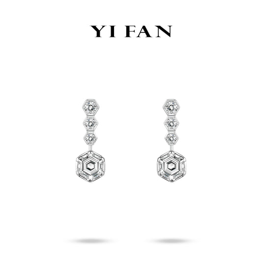 Minimalist collection: Brilliant 2 rounds Modern Hexagon White Necklace #3890 #03116
