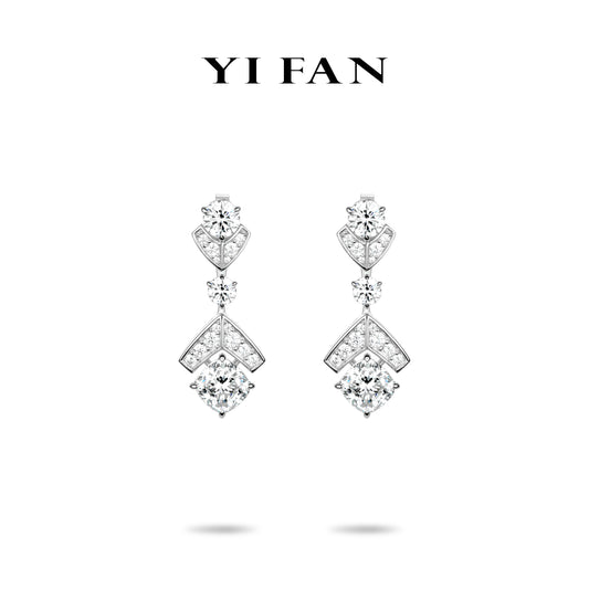 Wedding Collection: Luxury "Crown-like Diamond Cascade" detailed Banguet Gala Earrings #3945