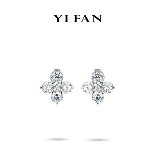 #3967 Minimalist colection: Modern "Four stones woven into a flower" delicate Earrings #03093