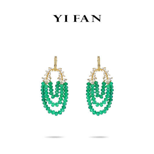 Spring Collection：Lab Created Gemstones Emerald(green) Earrings 925 sterling silver