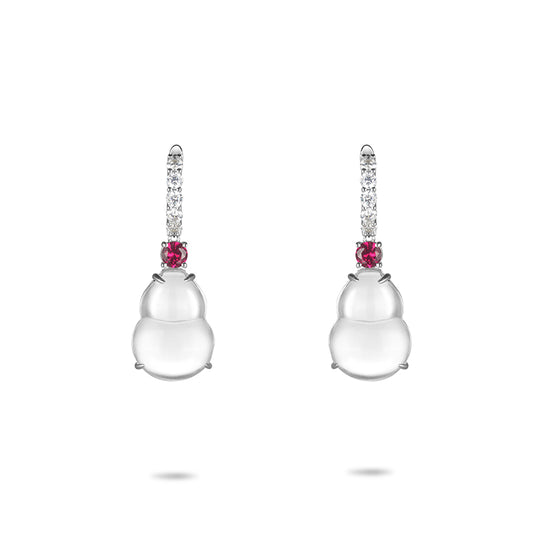 Limited edition: Luxury White Burmese Jade Bottle gourd "Hulu" Earrings