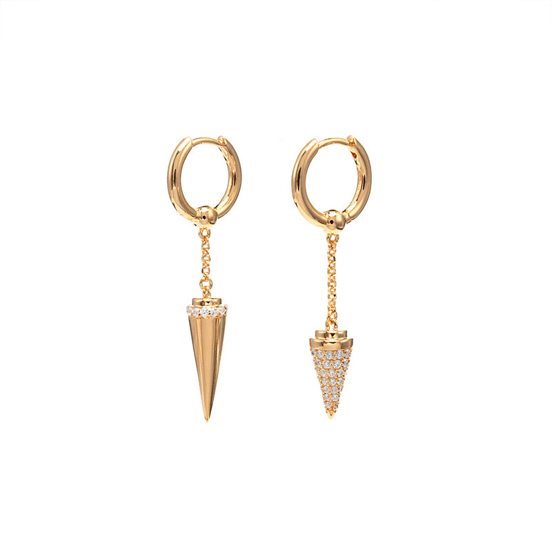 18K Yellow Gold plating Bullet dangling Earrings, sterling silver.