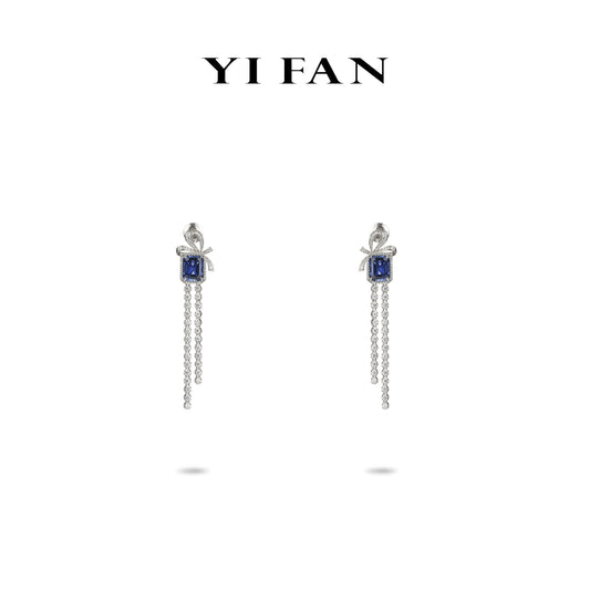 Lab Created Gemstones Sapphire(bule) Earrings 925 sterling silver