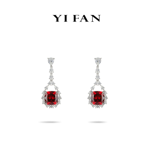 Lab Created Gemstones Ruby(red) Earrings 925 sterling silver