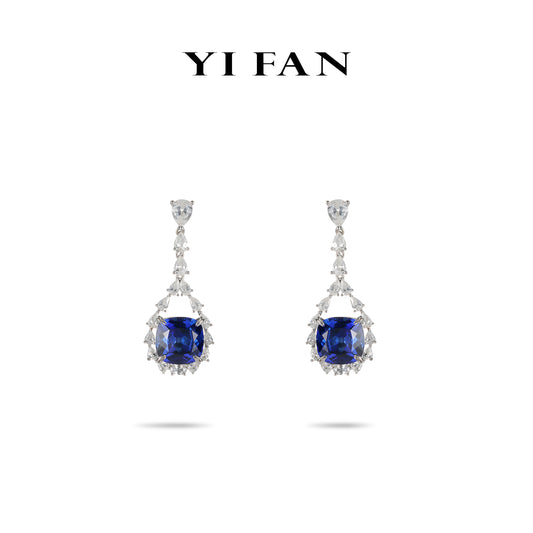 Lab Created Gemstones Sapphire(bule) Earrings 925 sterling silver