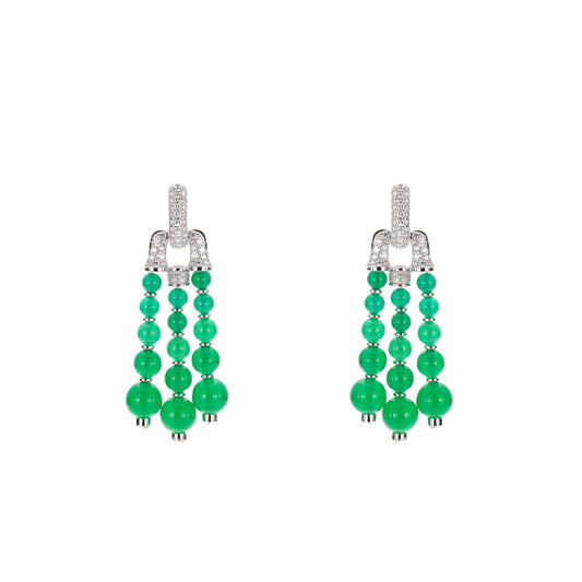 Lab Created Gemstones Green Jade Earrings 925 sterling silver