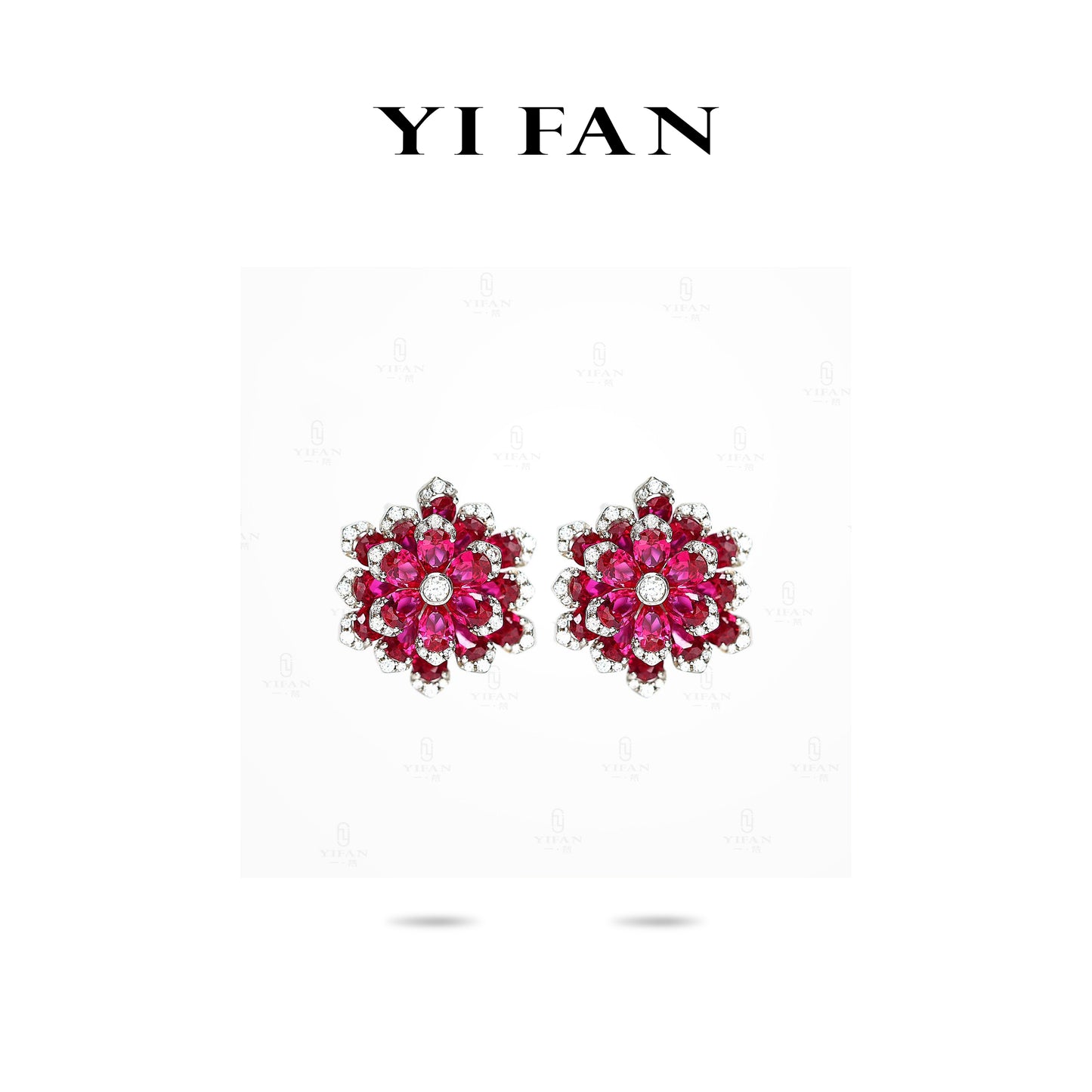 Micro-setting ruby color lab created stones preserved fresh flower earrings, sterling silver