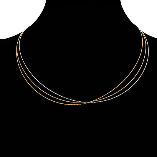 Made in Italy：Simple three-colour necklace 925 sterling silver(Gold Colour)