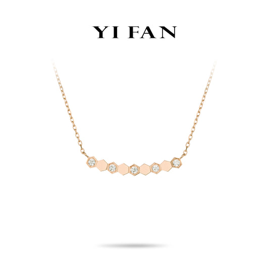 Rose-gold Fever collection: Modern "Rose Honeycomb" CNC Necklace