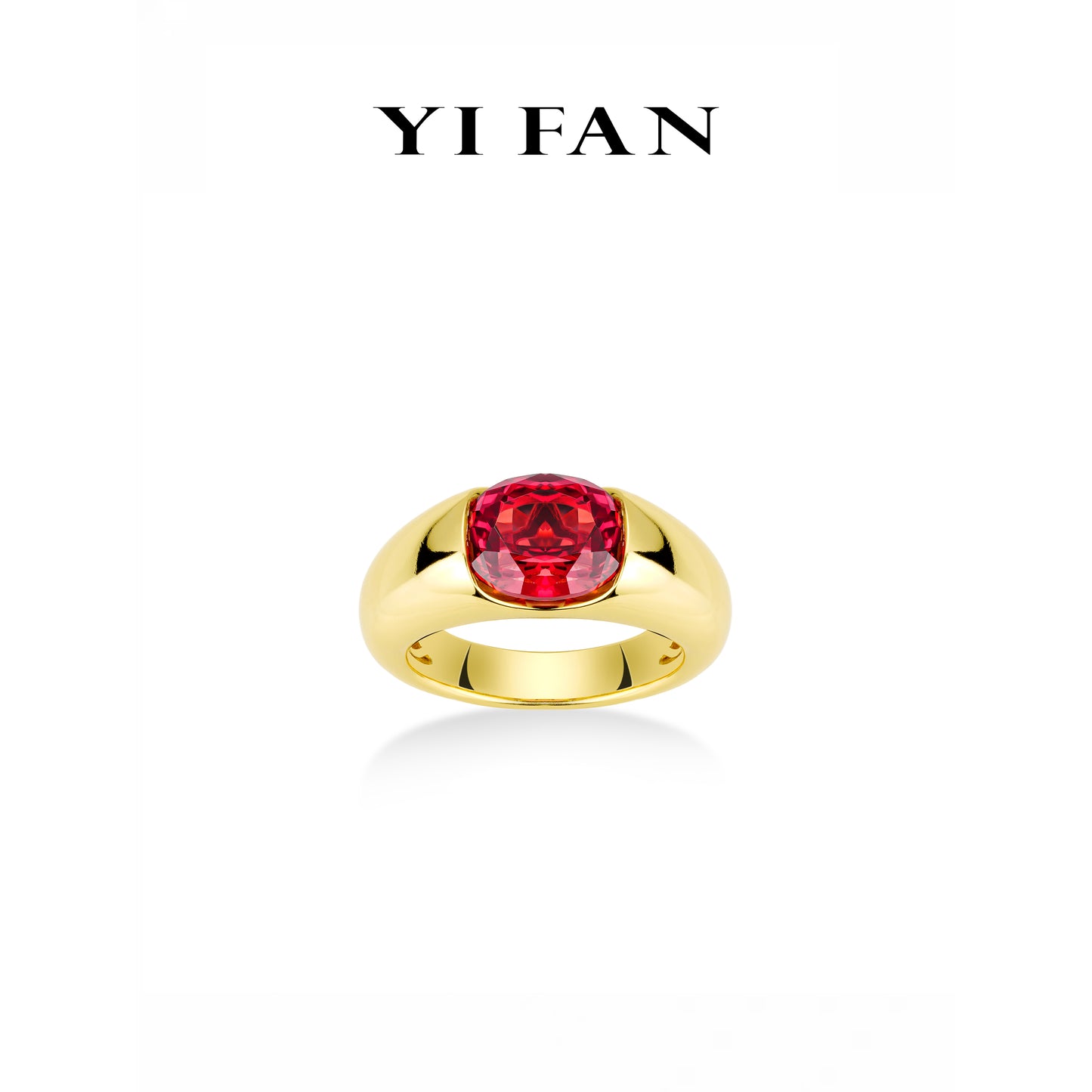 Ruby color collection: Modern "Pigeon EggRock" Wide Golden Arm Ring #10019