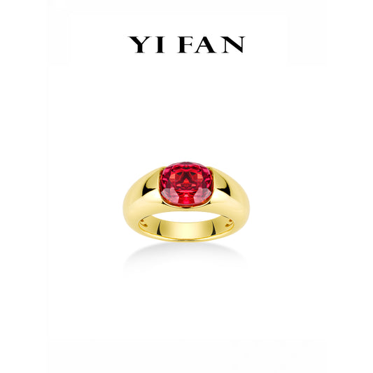 Ruby color collection: Modern "Pigeon EggRock" Wide Golden Arm Ring #10019